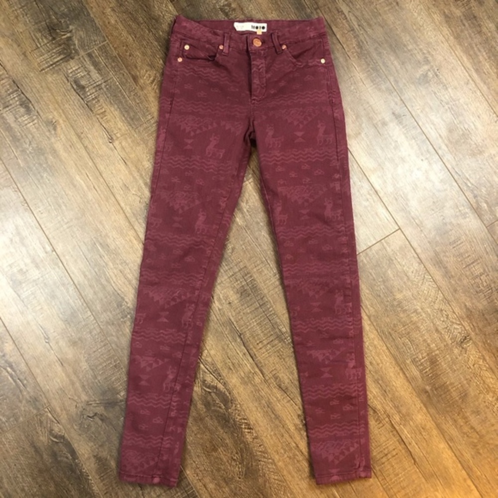 Topshop Moto Maroon Skinny Jeans Pants W25 L30